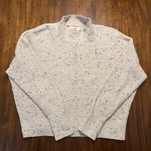 Kaisley Anthropologie Sweater Cropped Mock Neck XS Waffle Stitch Speckled Knit